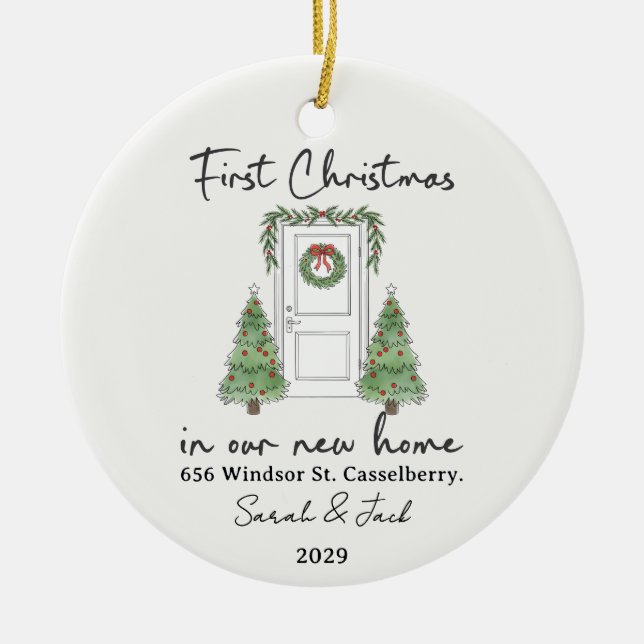 First Christmas in Our New Home Custom Keramik Ornament (Vorne)