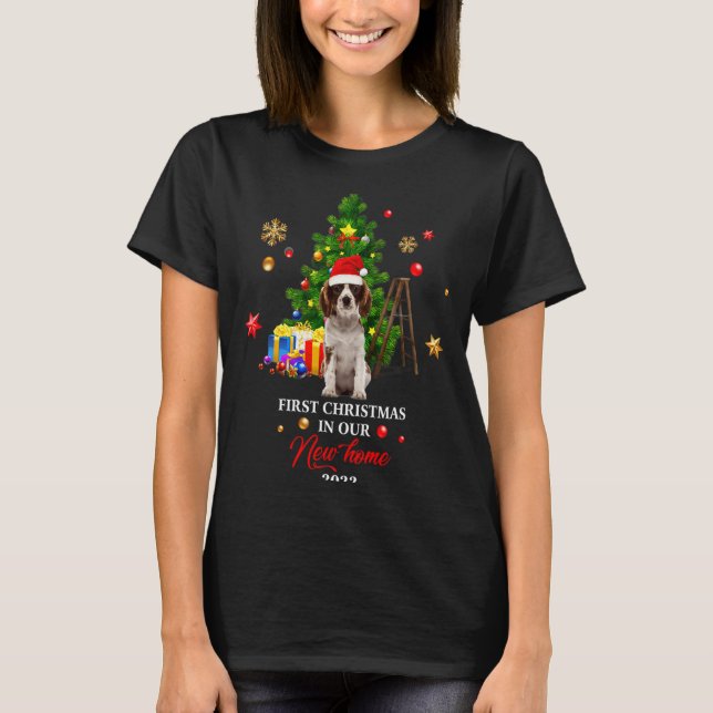 First Christmas In Our New Home Xmas For Spaniel T T-Shirt (Vorderseite)
