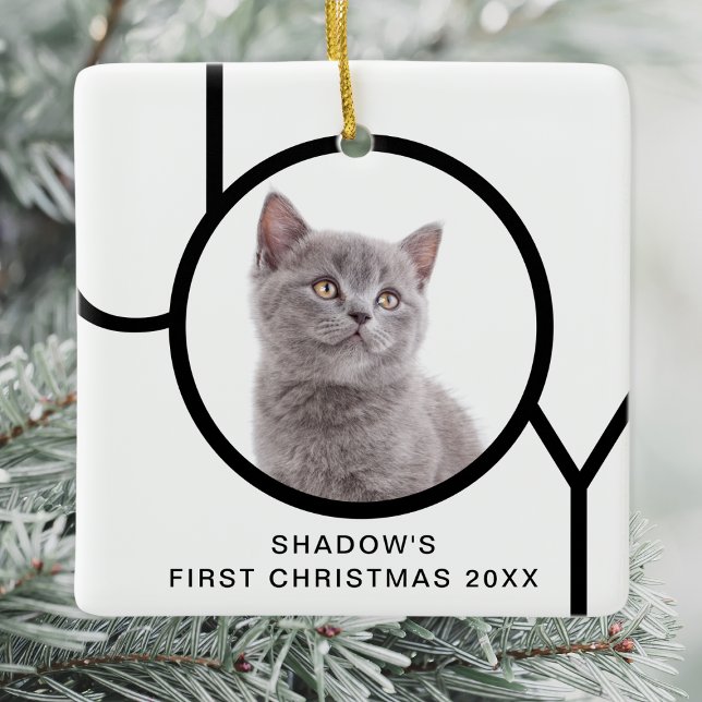 First Christmas Joy Niedlich Cat Kitten Custom Fot Keramikornament (Von Creator hochgeladen)