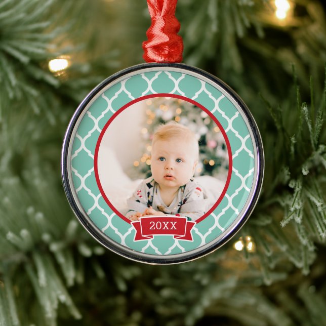 First Christmas Keepsake Foto Holiday Ornament Aus Metall (Baum)