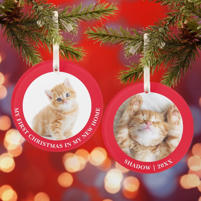 First Christmas Kitten Cat Personalisiertes Foto Ornament (Von Creator hochgeladen)