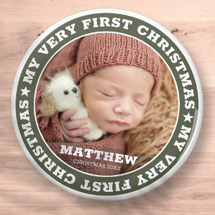First Christmas Modern Custom Baby Foto Keepake Magnet