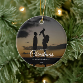First Christmas Mommy Daddy Family Silhouette Keramik Ornament