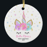 First Christmas Ornament Unicorn<br><div class="desc">Baby First Weihnachtsschmuck Einhorn Weihnachtsschmuck. Designs sind © PIXEL PERFECTION PARTY LTD</div>