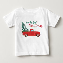 First Christmas Personalisieren Lieferwagen Truck Baby T-shirt