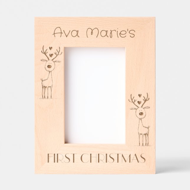 First Christmas, Personalized  4 x 6" Portrait  Geätzte Rahmen (Vorderseite)