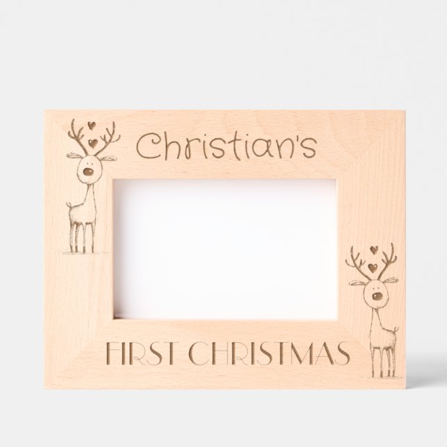 First Christmas, Personalized  6 x 4" Landscape   Geätzte Rahmen (Vorderseite)