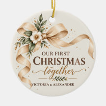 First Christmas Together Champagne Ribbon Newlywed