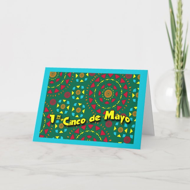 First Cinco de Mayo, bunte geometrische Muster Karte (Vorderseite)