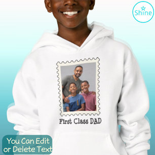 First Class Vater Best Vater je Custom Foto Postag Hoodie