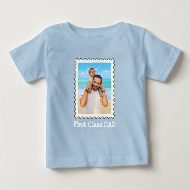 First Class Vater Bester Vater Jederzeit benutzerd Baby T-shirt (Vorderseite)