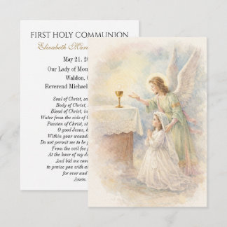 First Communion Angel Eucharist Prayer Keepsake Ankündigung