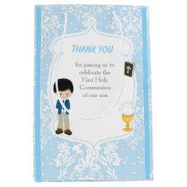First Communion Black Hair Boy Danke Mittlere Geschenktüte