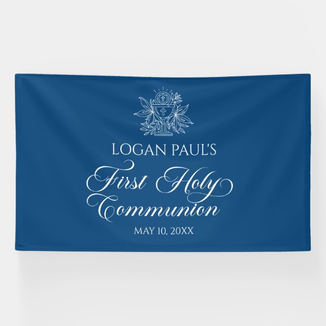 First Communion Blue banner backdrop  (Horizontal)