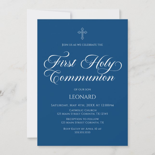 First Communion Blue Invitation (Devant)
