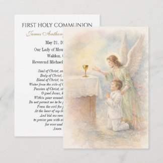 First Communion Boy Angel Eucharist Prayer Card Ankündigung