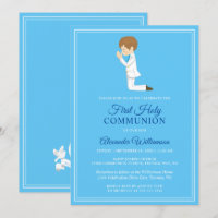 First Communion Brünett Boy Blue