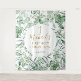 First Communion Eucalyptus greenery backdrop Wandteppich