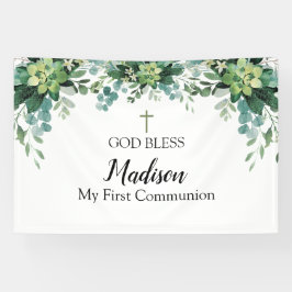 First Communion Greenery backdrop Banner