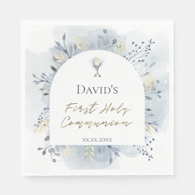 First Communion Wasserfarben-Laub Serviette (Vorderseite)