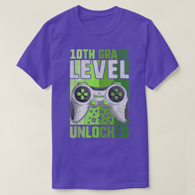 First Day Of 10th Grade Level Unlocked  Boy Video  T-Shirt (Design vorne)