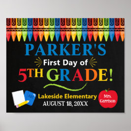 First Day of Fifth Grade School Sign - 5th grade Poster