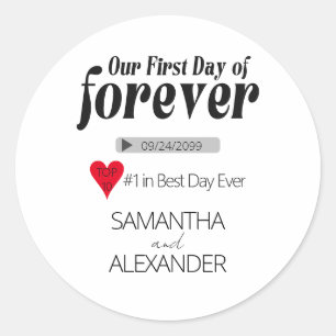 First Day of Forever Filmplakat-Cover Hochzeit Runder Aufkleber