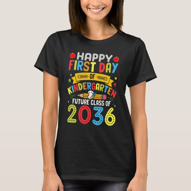 First Day Of Kindergarten Class Of 2036  Back To S T-Shirt (Vorderseite)