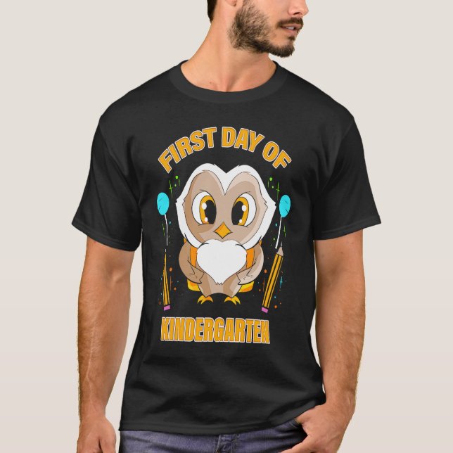 First Day of Kindergarten  for School Owl Child St T-Shirt (Vorderseite)
