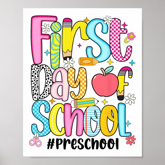 First Day Of Preschool Teacher Kid Boy Preppy Back Poster (Vorne)