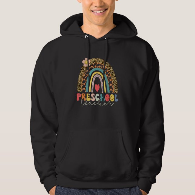 First Day of School Hello Preschool Teacher Funny  Hoodie (Vorderseite)