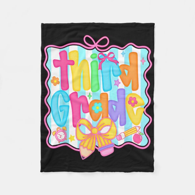 First Day Of Third Grade Floral Bundle For Teacher Fleecedecke (Vorderseite)