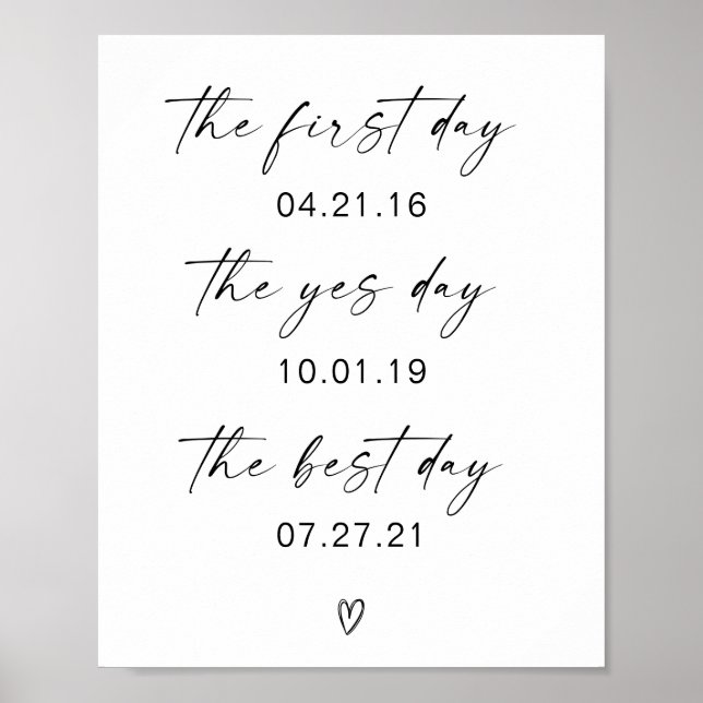 First Day Yes Day Best Day Wedding Poster (Vorne)