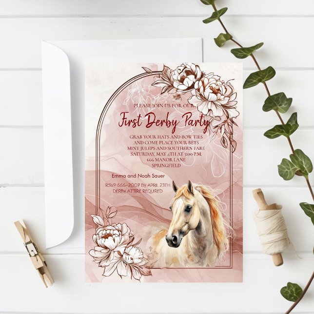 First Derby Party Invitation with Floral Design an Einladung (Von Creator hochgeladen)