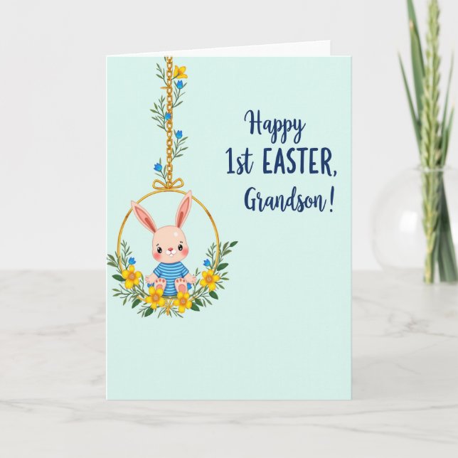 First Easter Grandson Bunny Card Karte (Vorderseite)