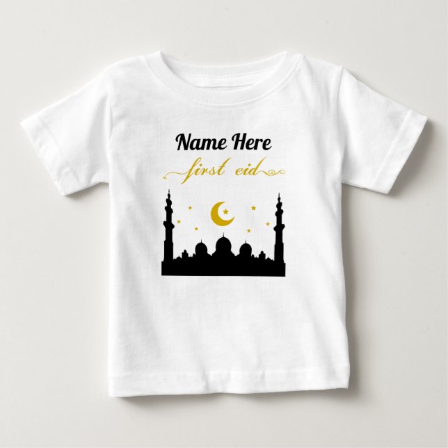 First Eid Individuelle Name Baby T-shirt (Vorderseite)