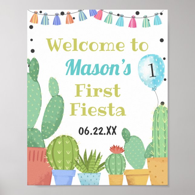 First Fiesta Boy Taco Bout Ein Party Kakteen Gebur Poster (Vorne)