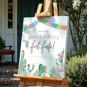 First Fiesta Cactus Girl Birthday Poster