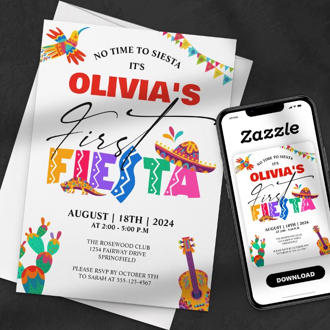 First Fiesta - farbenfroh mexikanisch 1. Geburtsta Einladung (Von Creator hochgeladen)