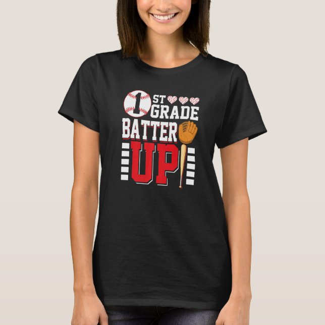 First Grade Back To School 1st Grade Batter Up Bas T-Shirt (Vorderseite)