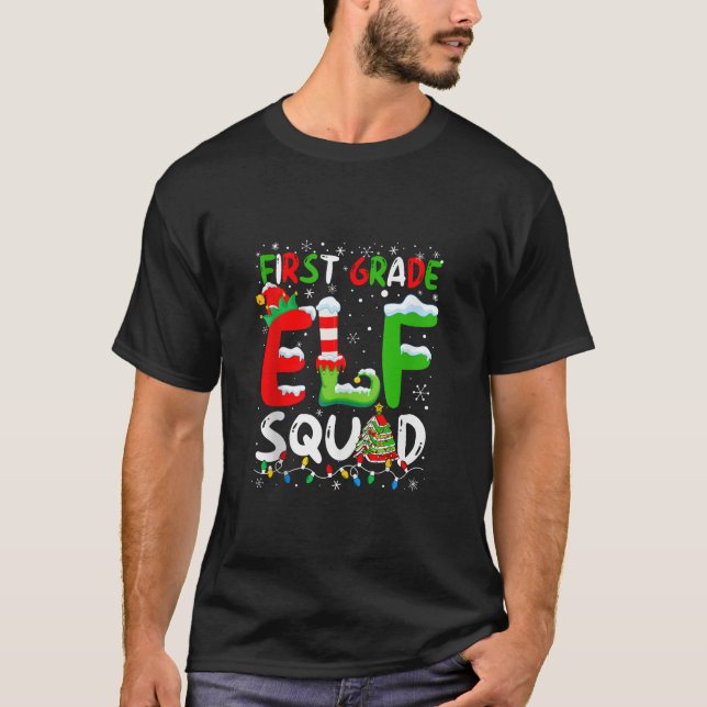 First Grade ELF Squad Funny Christmas ELF Student  T-Shirt (Vorderseite)
