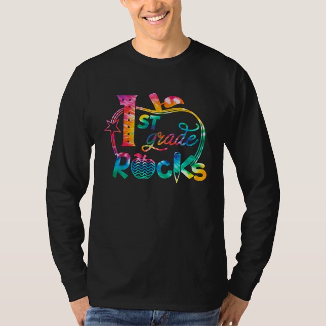 First Grade Rocks Tie Dye 1st Grade Teacher Back T T-Shirt (Vorderseite)