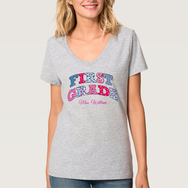First Grade Teacher Custom School Class T-Shirt (Vorderseite)