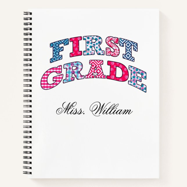 First Grade Teacher  Personalized Spir Notizbuch (Vorderseite)