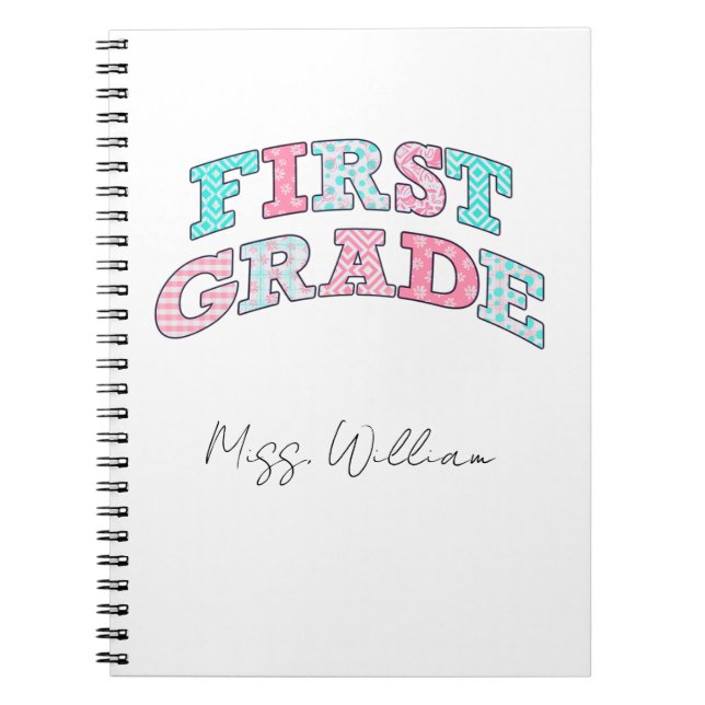 First Grade Teacher  Personalized Spiral Notizblock (Vorderseite)
