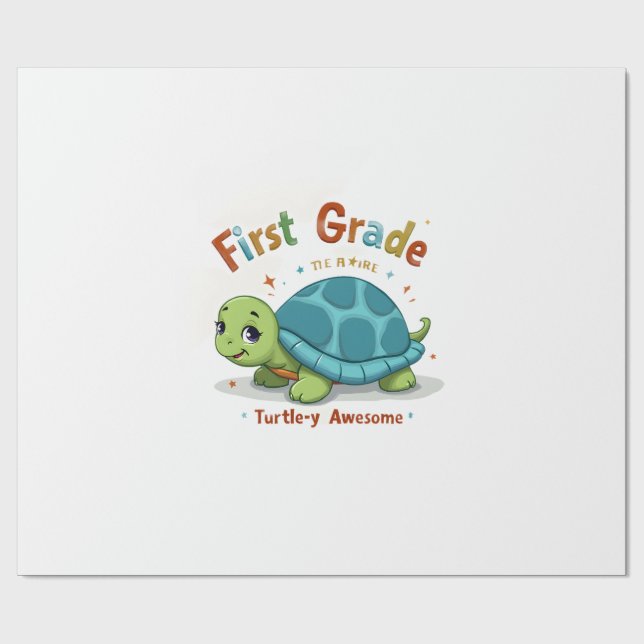 First Grade Turtle-y Awesome 1st Grade Back to Sch Geschenkpapier (Flach)