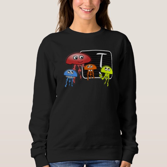 First Grader Jellyfish Letter As Monogram Sweatshirt (Vorderseite)