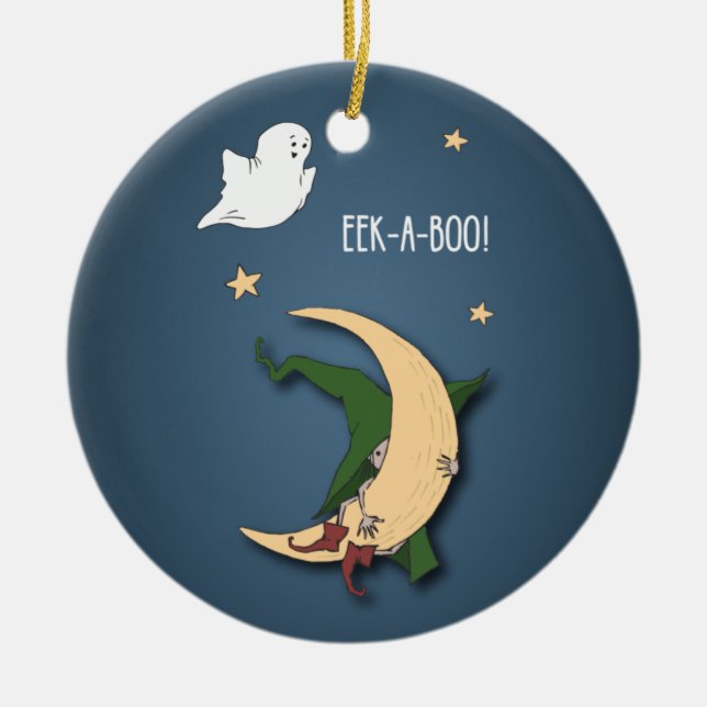 First Halloween Baby Peek A Boo Witch with Ghost Keramik Ornament (Vorne)