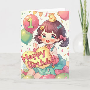 First Happy Birthday Anime Girl Feiertagskarte