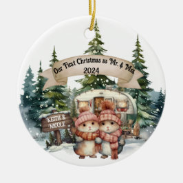 First Holiday RV Camping Couple neu Keramik Ornament